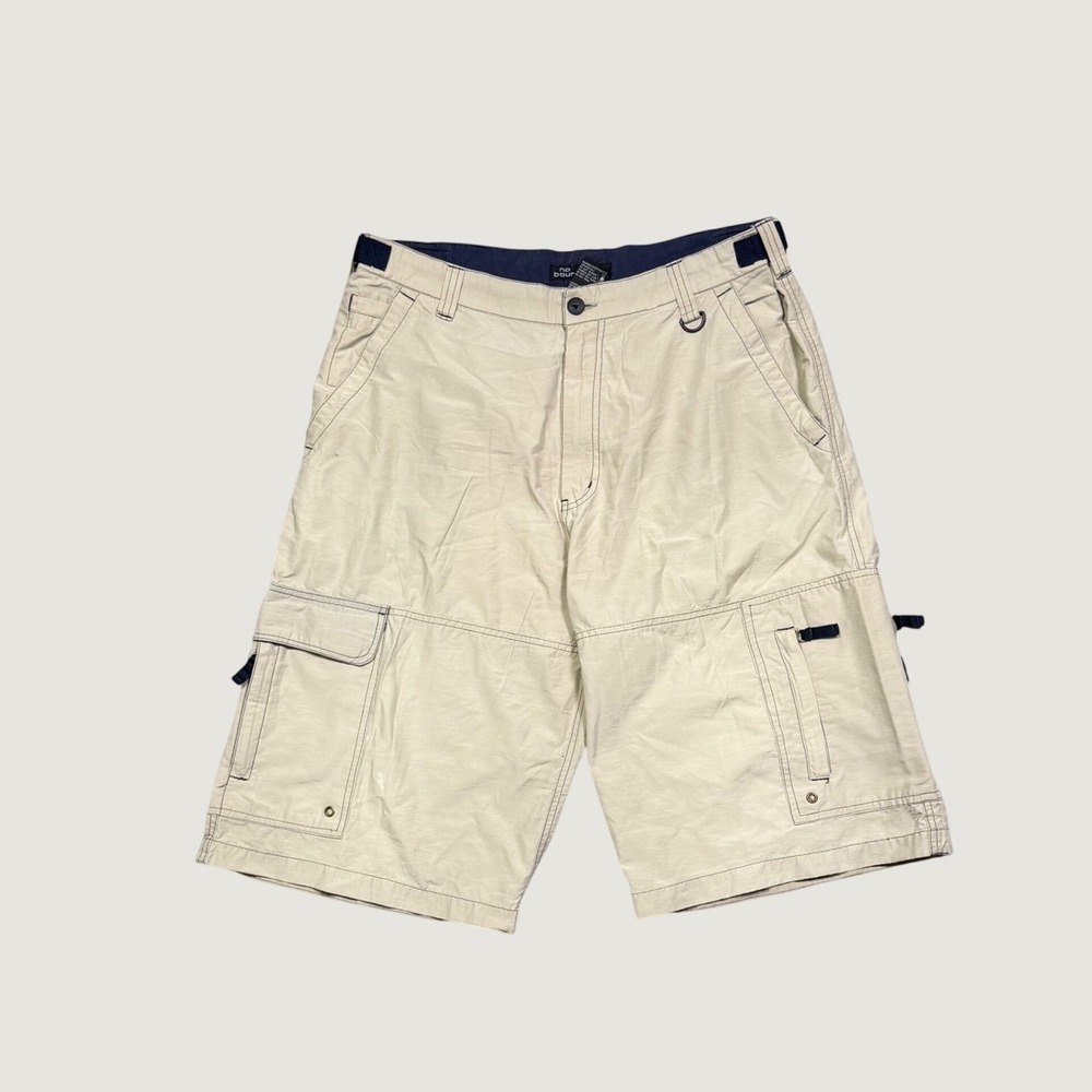 No Boundaries Mens Cargo Shorts Khaki Tan Cotton Nylon Utility Hiking Size 36